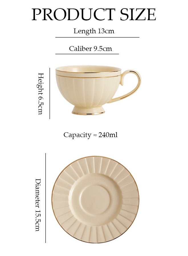 DUNISO طقم فناجين شاي وصحون بنوم بنه الفرنسية الرجعية طقم شاي بورسلين لحفلات الشاي بعد الظهر وصحن أكواب شاي القهوة والحليب وغرفة الرسم - Image 4