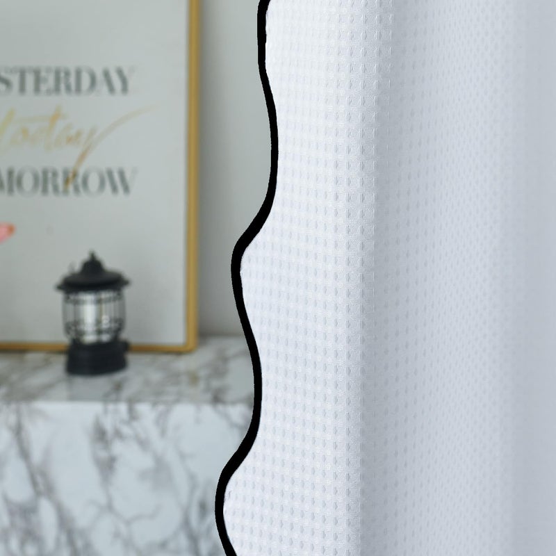 Youngseahome Waffle Weave 230gsm نسيج ثقيل مع سوداء الأسود الحدودي الستار بوب باو أنيقة الستار دش للاستحمام الحمام 72 × 84 بوصة - Image 2