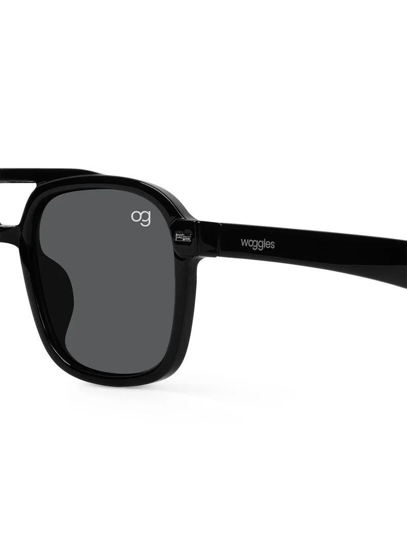 Woggles Designer Black Square Sunglasses| Men & Women| 100% Uv Protection