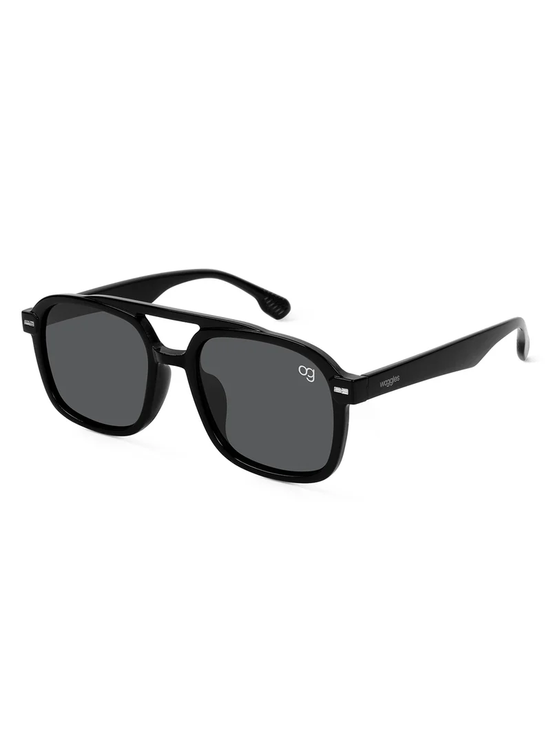Woggles Designer Black Square Sunglasses| Men & Women| 100% Uv Protection