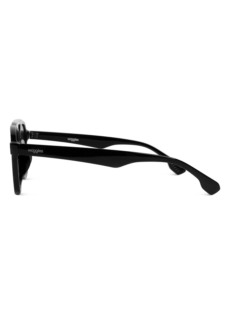 Woggles Designer Black Square Sunglasses| Men &amp; Women| 100% Uv Protection