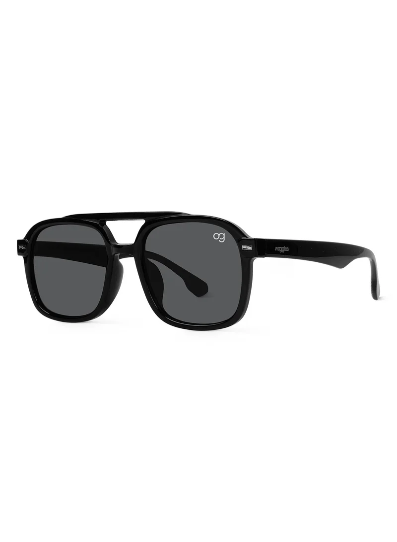 Woggles Designer Black Square Sunglasses| Men &amp; Women| 100% Uv Protection