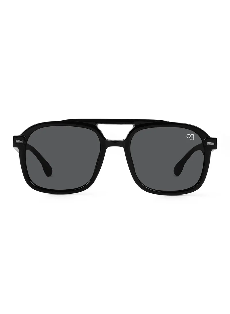 Woggles Designer Black Square Sunglasses| Men &amp; Women| 100% Uv Protection