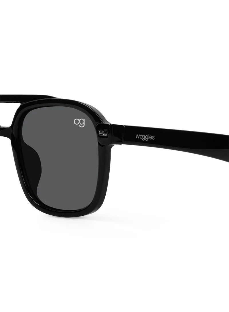 Woggles Designer Black Square Sunglasses| Men &amp; Women| 100% Uv Protection