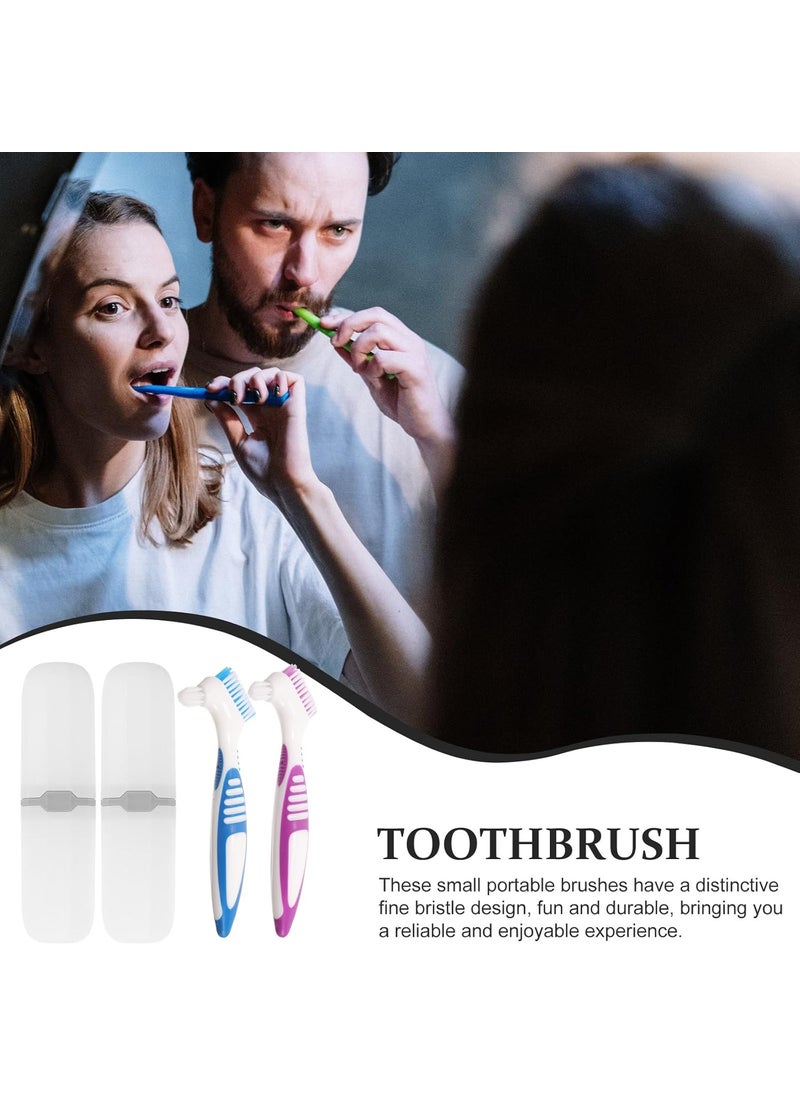Healeved 2 Sets with Toothbrush Cases Cleaning Personal Toothbrush Small DoubleSide Assorted Color  - Image 2