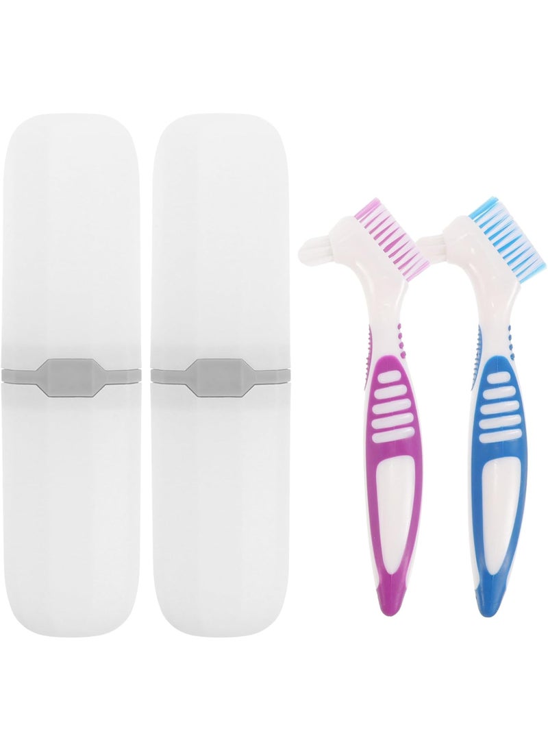 Healeved 2 Sets with Toothbrush Cases Cleaning Personal Toothbrush Small DoubleSide Assorted Color  - Image 1