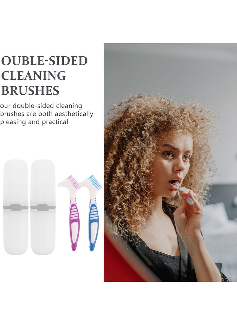 Healeved 2 Sets with Toothbrush Cases Cleaning Personal Toothbrush Small DoubleSide Assorted Color  - Image 3