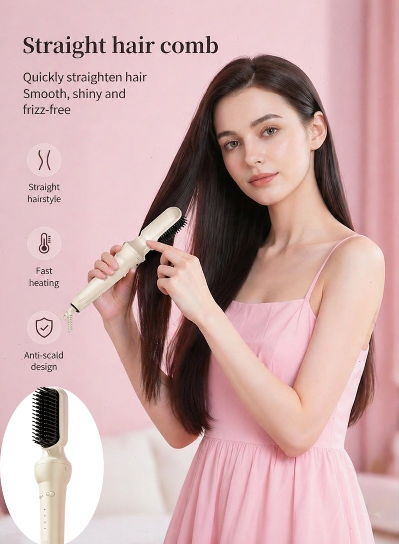 Professional 3-in-1 Automatic Hair Curler Set with 32mm & 38mm Interchangeable Barrels & Straightener Brush, Ceramic Auto-Rotating Curling Iron with 4 Temp Control & Anti-Scald Design - Includes Clips & Comb - Image 4