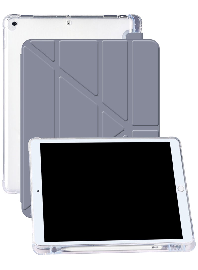 Captaintech Case for iPad 10.2-Inch (9th/8th/7th Generation 2021/2020/2019) with Pencil Holder Clear Transparent Back Shell Slim Stand Shockproof Tablet Cover Auto Wake/Sleep - Image 1