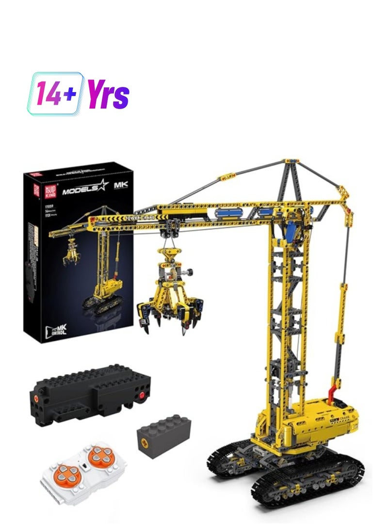 mould king 17059 Technology Tower Crane Fixture Building Blocks Kit,APP Remote Control Crane Toys, Educational Heavy Crane Model Blocks Set with Motor, Toy Gifts for Boys & Girls  - Image 1