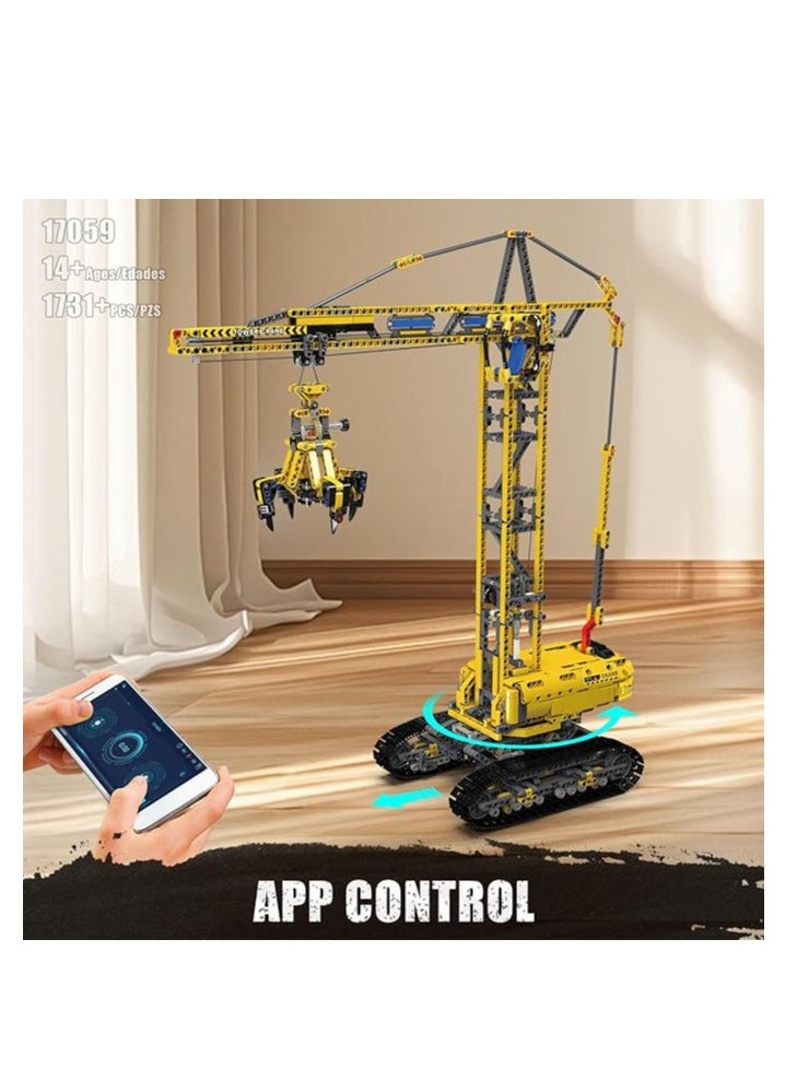 mould king 17059 Technology Tower Crane Fixture Building Blocks Kit,APP Remote Control Crane Toys, Educational Heavy Crane Model Blocks Set with Motor, Toy Gifts for Boys & Girls  - Image 3