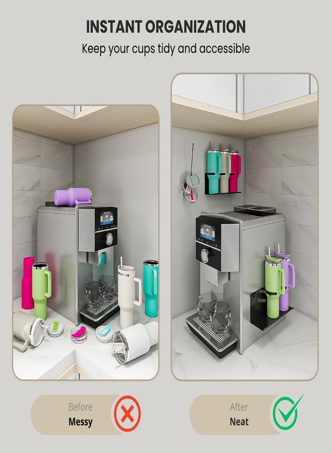 ZONZEST Magnetic Cup Holder for Fridge & Wall, 2-Pack Tumbler Organizer with Lid Holder, Fits 30/40 oz Stanley 6 Cups, Heavy-Duty Metal Water Bottle Storage Rack, Space-Saving Magnetic Cup Organizer. - Image 3