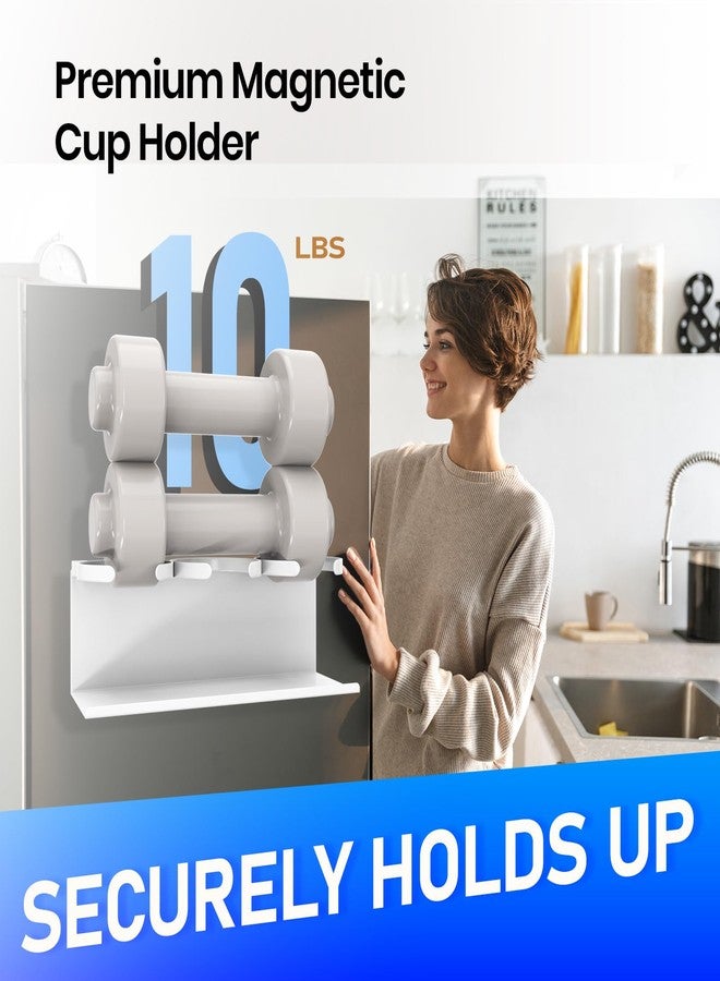 ZONZEST Magnetic Cup Holder for Fridge & Wall, 2-Pack Tumbler Organizer with Lid Holder, Fits 30/40 oz Stanley 6 Cups, Heavy-Duty Metal Water Bottle Storage Rack, Space-Saving Magnetic Cup Organizer. - Image 5