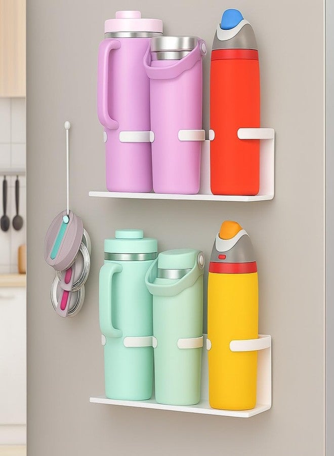 ZONZEST Magnetic Cup Holder for Fridge & Wall, 2-Pack Tumbler Organizer with Lid Holder, Fits 30/40 oz Stanley 6 Cups, Heavy-Duty Metal Water Bottle Storage Rack, Space-Saving Magnetic Cup Organizer. - Image 1