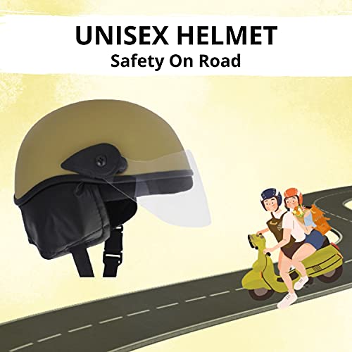 Western Era Half Helmet with Clear Visor for Men & Women ||Safety & Comfort|| Stylish Enhanced Design || (Large, Khakhi Matte) - Image 2