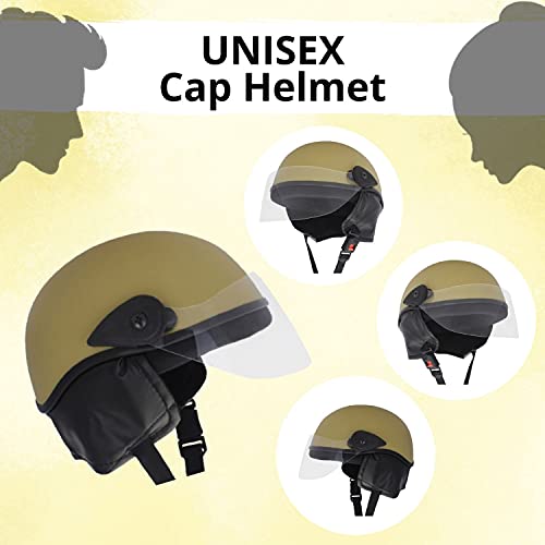 Western Era Half Helmet with Clear Visor for Men & Women ||Safety & Comfort|| Stylish Enhanced Design || (Large, Khakhi Matte) - Image 3