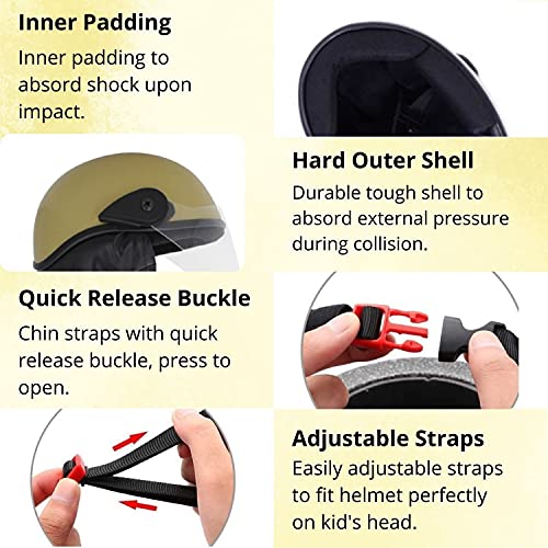 Western Era Half Helmet with Clear Visor for Men & Women ||Safety & Comfort|| Stylish Enhanced Design || (Large, Khakhi Matte) - Image 4