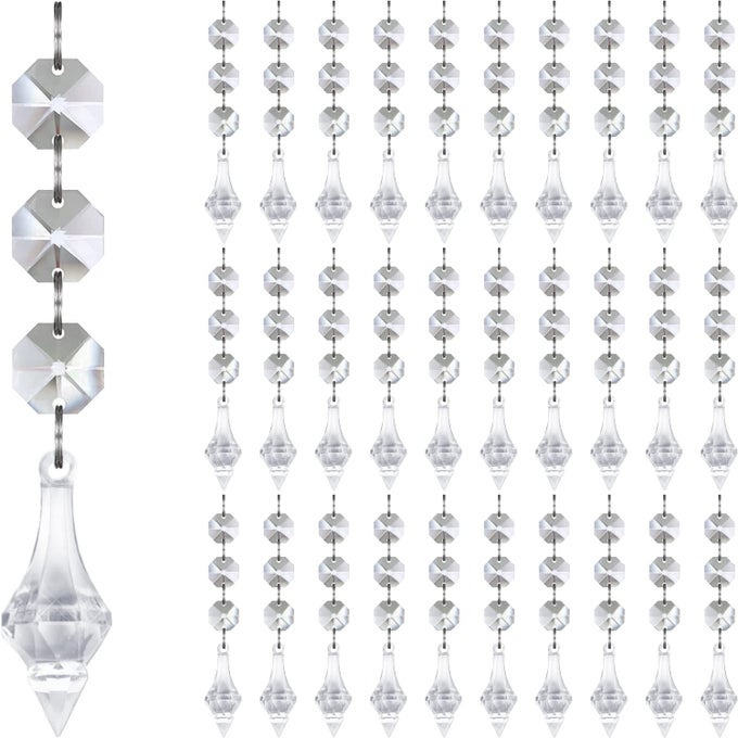 30PK CRYSTAL FINIAL ORNAMENTS FOR CHRISTMAS TREE DECORATIONS SHATTERPROOF ACRYLIC HANGING CRYSTALS CLEAR PLASTIC FINIAL DROP CHRISTMAS ORNAMENTS FOR CENTERPIECE CHANDELIER DECOR PARTY SUPPLIES