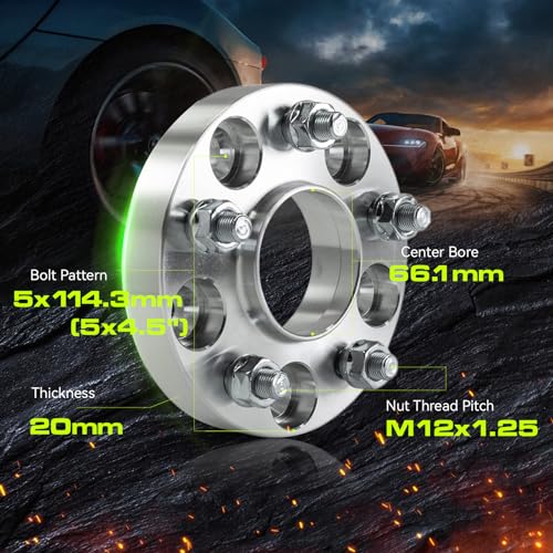 Customadeonly Forged 5x114.3 Wheel Spacers for 370Z 350Z 240SX 300ZX GTR Murano Maxima Sentra (4pcs 20mm Thick) Wheel Spacer for Q60 G37 G35 Hubcentric 5x4.5 66.1mm Bore M12x1.25 Lugs - Image 4