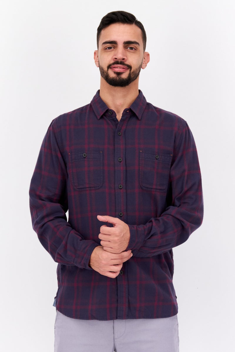 TRUE GRIT Men Regular Fit Plaid Long Sleeves Casual Shirt, Multicolor - Image 1