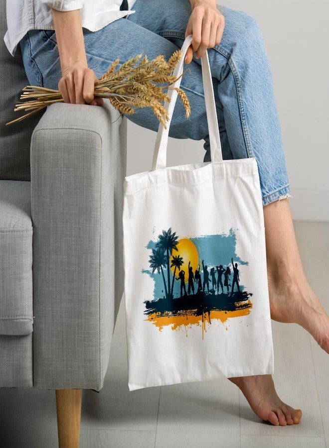 ARTBUG Tote Bag for Women with zip, Aesthetic Canvas tote bag for college girls, office, stylish and reusable - Friends group - D No - 102 - Image 2