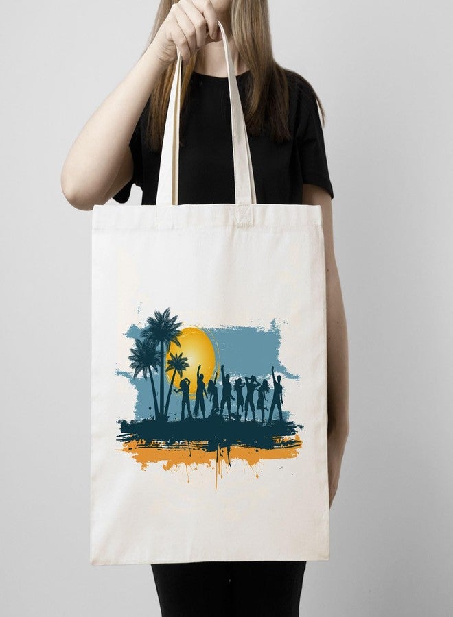 ARTBUG Tote Bag for Women with zip, Aesthetic Canvas tote bag for college girls, office, stylish and reusable - Friends group - D No - 102 - Image 3