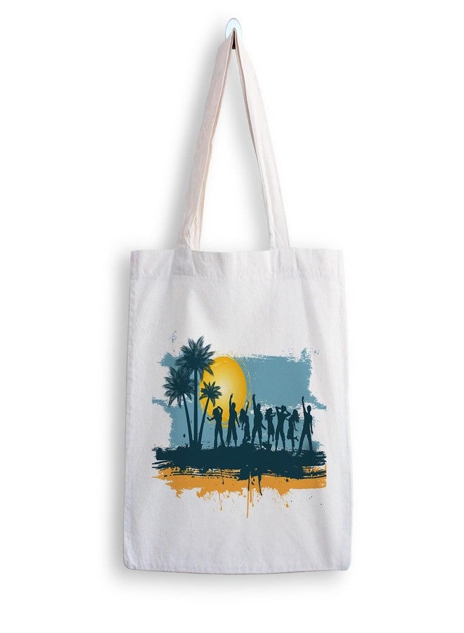 ARTBUG Tote Bag for Women with zip, Aesthetic Canvas tote bag for college girls, office, stylish and reusable - Friends group - D No - 102 - Image 1
