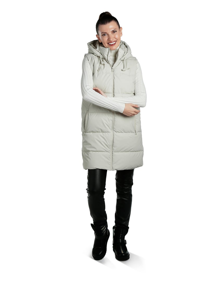 London Rag Hooded Sleeveless Vest Jumper in Cream  - Image 1