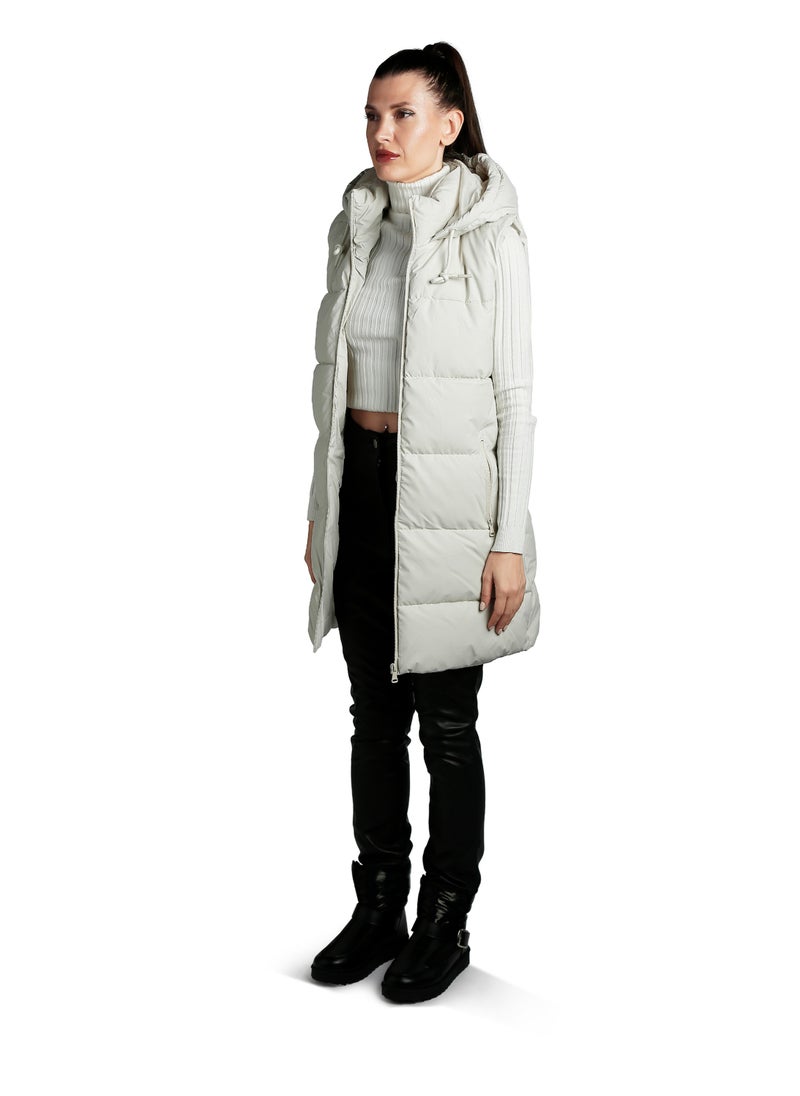 London Rag Hooded Sleeveless Vest Jumper in Cream  - Image 3