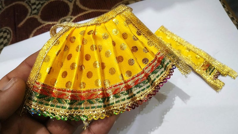 Salvus APP SOLUTIONS Divine Lehenga Chunari Dress for Devi MATA Statue Grace and Elegance Combined Set of 3 Yellow Red and Pink - Image 5