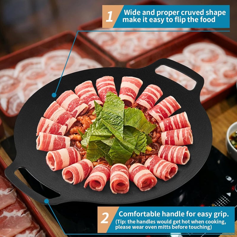 Sanbege Korean Grill Pan with Nonstick 6-Layer Coating, 13" Round BBQ Griddle with Bag, Compatible for Induction, Gas Stove, Electric Cooktop, Indoor or Outdoor Grilling - Image 5