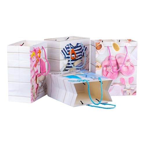 KRESHU Paper Exclusive 3D Multi Baby Shower Tote Gift Christmas Bags Different Multi Colour Variations Bags For Gift Box Packing Bags (Set Of 4) - Image 2