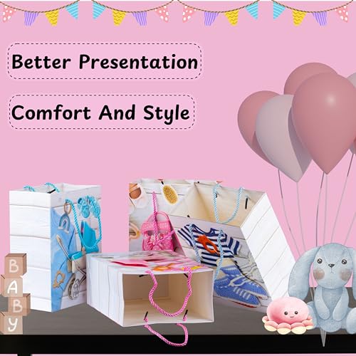 KRESHU Paper Exclusive 3D Multi Baby Shower Tote Gift Christmas Bags Different Multi Colour Variations Bags For Gift Box Packing Bags (Set Of 4) - Image 5