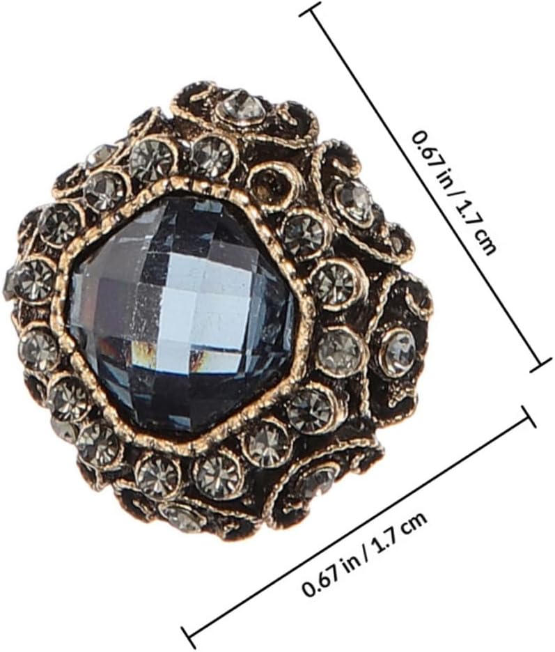 6pcs Rhinestone Coat Buttons Sewing Fasteners Large Metal Overcoat Clasp Blue Gray Square DIY Craft Clothing Decoration - Image 2