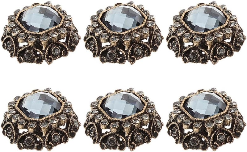 6pcs Rhinestone Coat Buttons Sewing Fasteners Large Metal Overcoat Clasp Blue Gray Square DIY Craft Clothing Decoration - Image 1