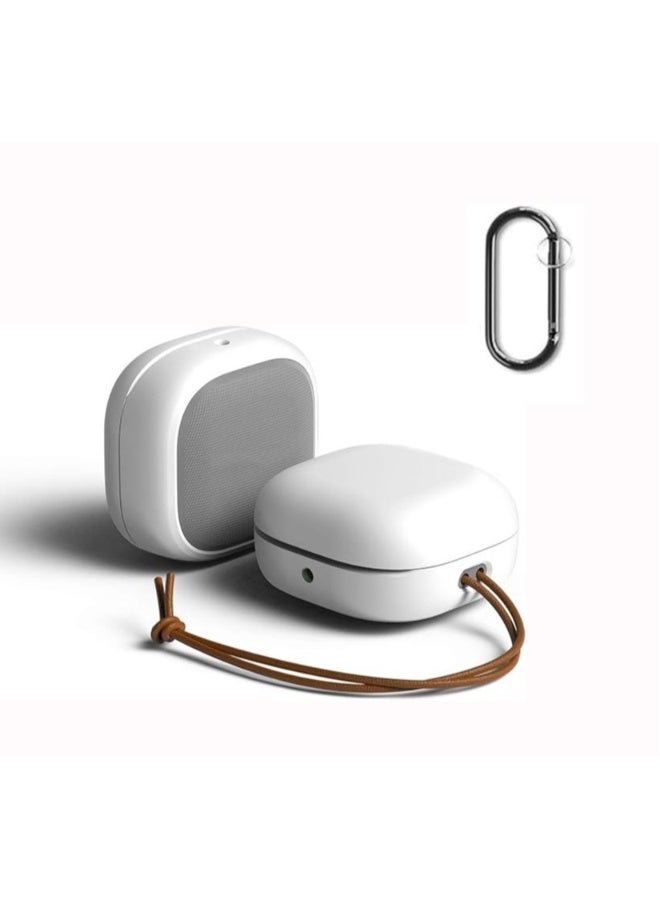 NIBEMINENT fashion design Case compatible with Galaxy Buds FE(2023) Buds2 Pro Case(2022) Galaxy Buds2 Case(2021) Galaxy Buds Pro Case(2021）Comes with cowhide rope and key chain (White)  - Image 1