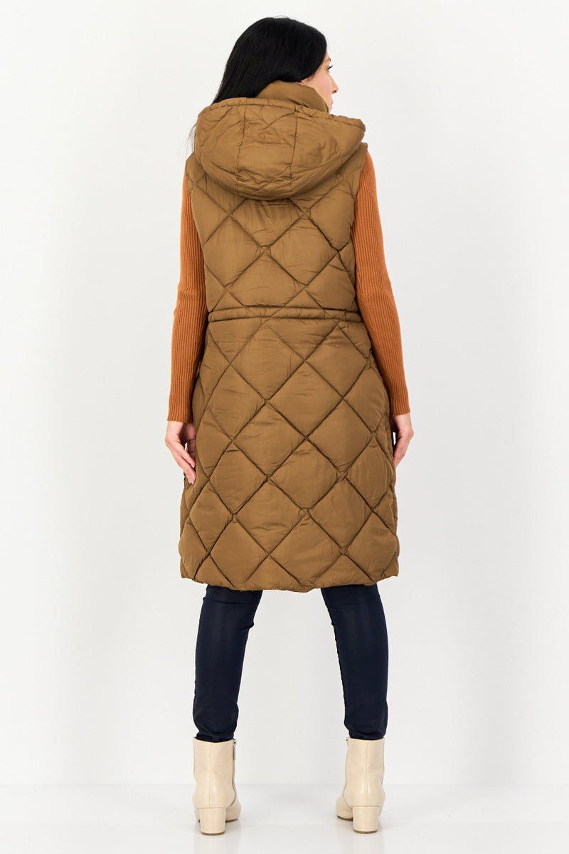 BCBGeneration Women Quilted Puffer Vest Jacket, Brown - Image 4