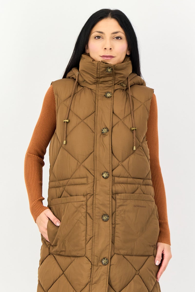 BCBGeneration Women Quilted Puffer Vest Jacket, Brown - Image 2