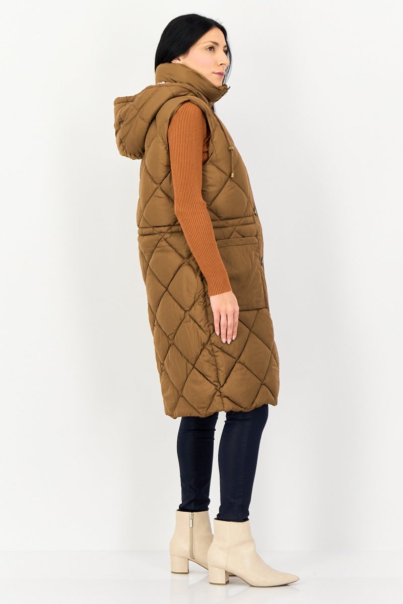 BCBGeneration Women Quilted Puffer Vest Jacket, Brown - Image 3