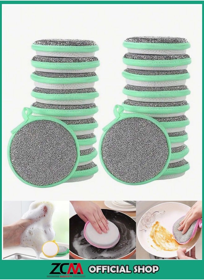 ZCM-HAPPY 30 Piece Cleaning Sponge Double-Sided Brush Set Durable Cleaning Brushes Kitchen Sponge Set Kitchen Scrubber Sponge Multi-Purpose Cleaning Sponges for Home and Kitchen Use  - Image 1