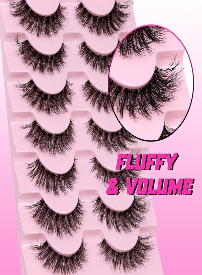 Veleasha Natural Lashes Fluffy Eyelashes Cat Eye Lashes 7 Pairs 8-15mm Clear Band False Eyelashes C Curl Wispy Faux Mink Lashes Soft 100% Handmade Fake Eyelashes (C01) - Image 3