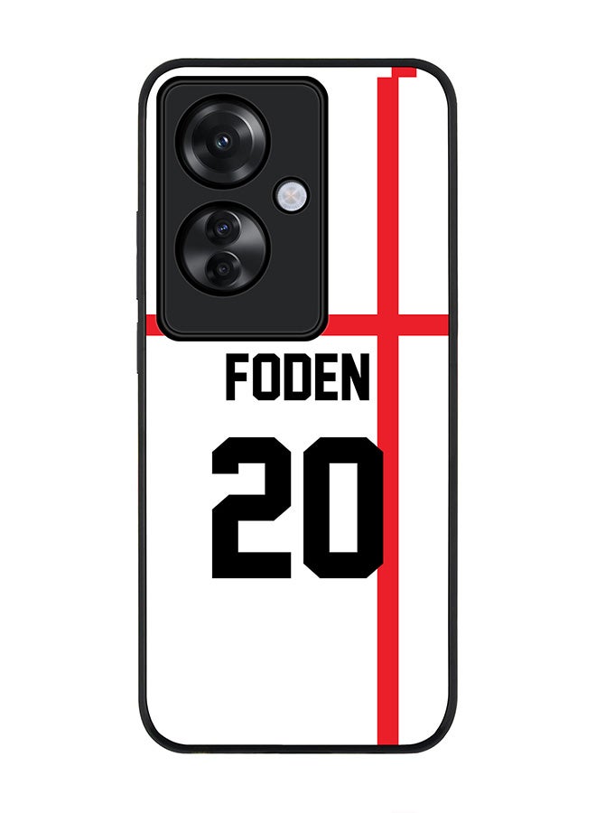 Stylizedd Rugged Black edge case for Oppo Reno11 F / Oppo F25 Pro 5G, Slim fit Flexible Anti Drop Thin Cover - Football Team - England, Player Name - Foden - Image 1