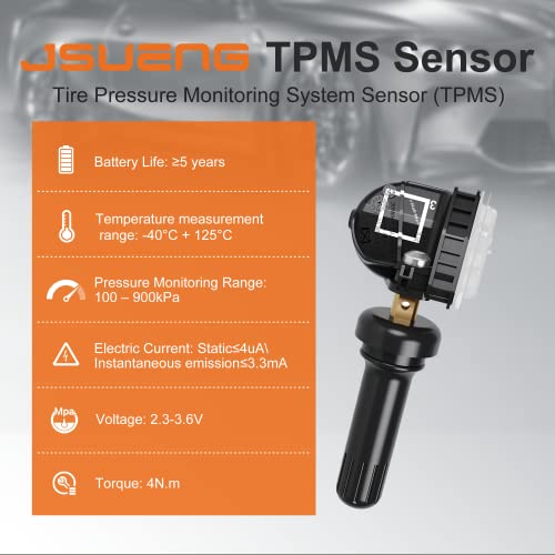 Jsueng 13598772 TPMS Sensor, GM Tire Pressure Monitoring System Sensor for Chevy Silverado Buick Cadillac GMC Hummer Saturn SAAB Replaces 13586335 13598771 13581558 Set of 4 315mhz - Image 3
