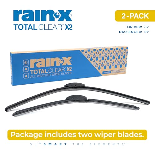 Rain-X 810332 Total Clear Beam Wiper Blades 26" & 18" Windshield Wipers for All-Weather Performance, Rubber Squeegee for Smooth Clean Wipe & Quiet Operation - 2 Pack Value - Image 4