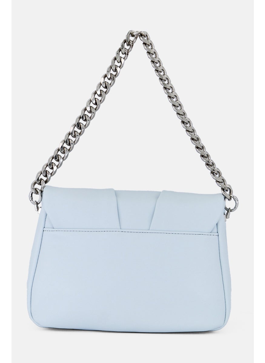 SISLEY Women Brand Logo Shoulder Bag, Light Blue  - Image 2