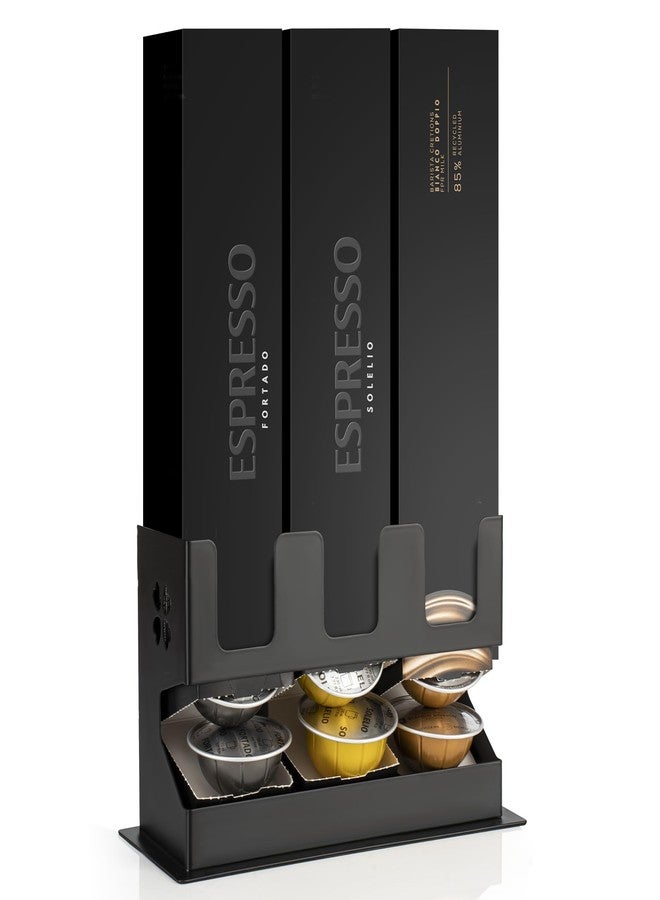 ريكابس حامل تخزين كبسولات القهوة RECAPS متوافق مع Nespresso Vertuoline Vertuo (حامل لـ 3 كبسولات)، حامل منظم للسطح بقاعدة فولاذية مانعة للانزلاق، موزع كبسولات، يوزع 3 نكهات قهوة (30 كبسولة Vertuo) - Image 1