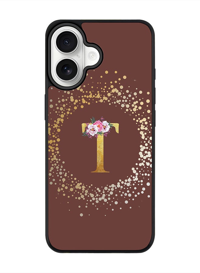Stylizedd iPhone 17 Case, [Compatible with MagSafe] Slim Magnetic cover Phone Case iPhone 17 -Custom Monogram Floral - T  (Brown ) - Image 1