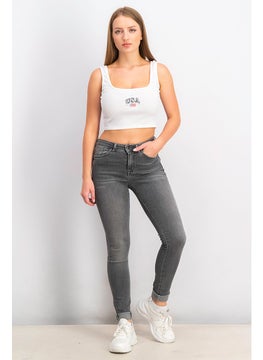 ESPRIT بنطلون جينز نسائي ضيق بخصر متوسط، رمادي  - Image 3