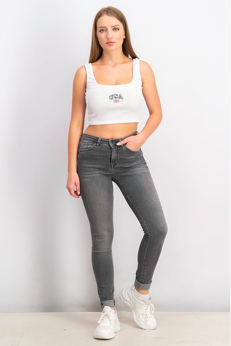 ESPRIT بنطلون جينز نسائي ضيق بخصر متوسط، رمادي - Image 3