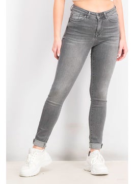 ESPRIT بنطلون جينز نسائي ضيق بخصر متوسط، رمادي  - Image 1